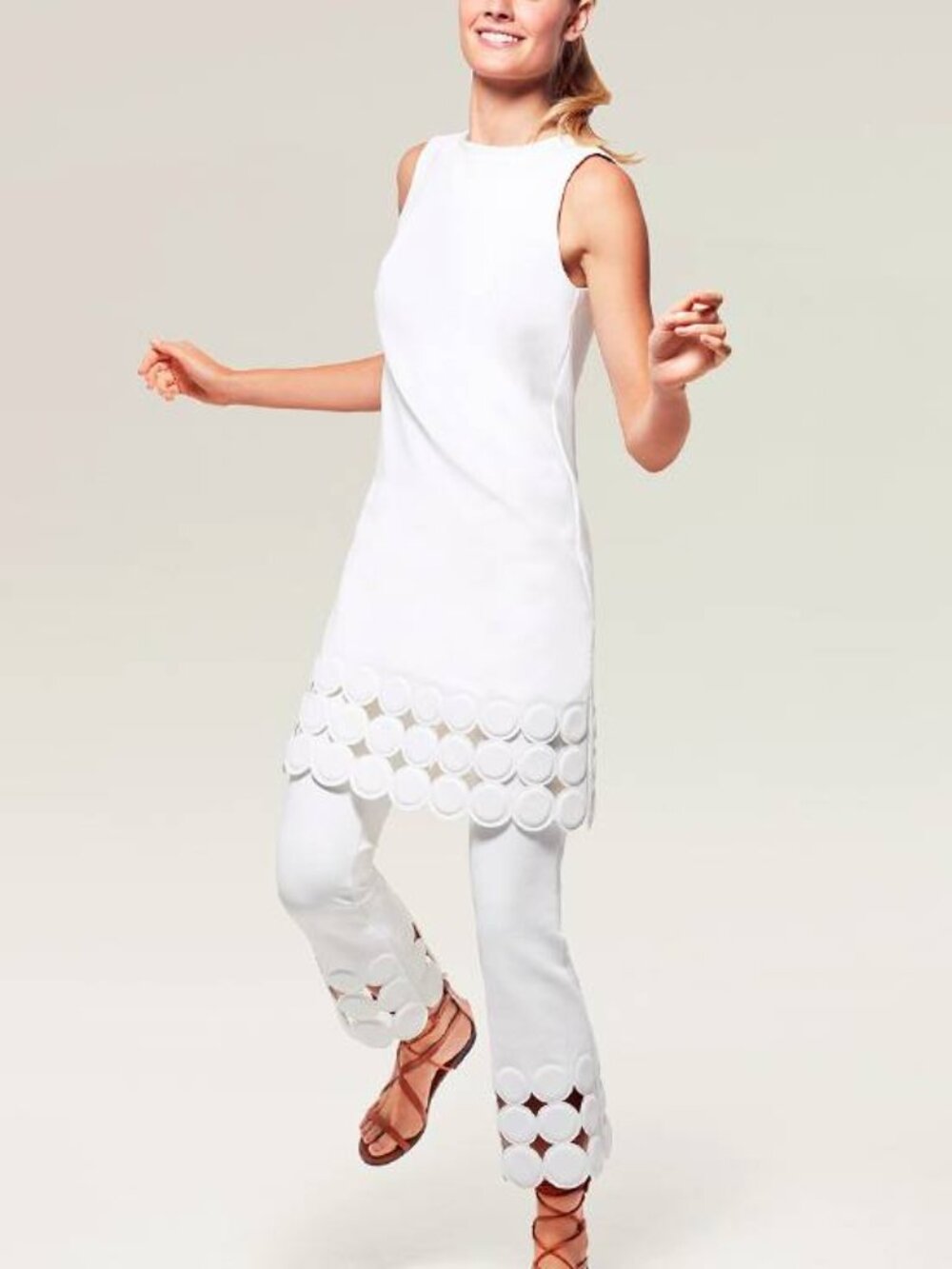 Escada Sport Debond Off-White Neoprene Circle-Hem Dress